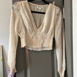 Cream shear cropped blouse